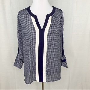 Skies Are Blue navy blue and white checkered top